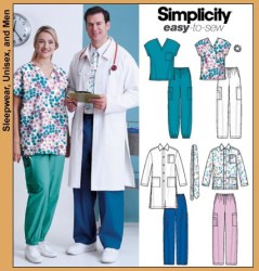 5443 EZ SIMPLICITY SCRUB TOP,  JACKET, PANTS, TIE, HAIRBAND PATTERN XL-XXXL uncut