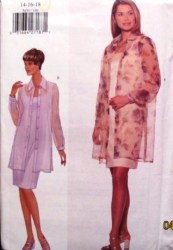 5456 BUTTERICK EZ LOOSE LONG BUTTON SHEER SHIRT, SLEEVELESS DRESS PATTERN 8-24 3 sizes choice
