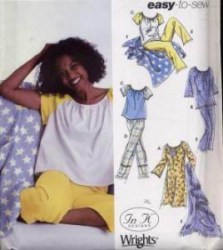 5468 EZ SIMPLICITY NIGHTGOWNS, TOP, BOTTOMS, BLANKET PATTERN XXS-S,M-XL