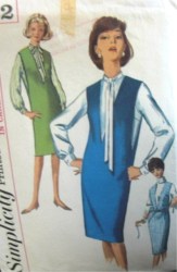 5482 SIMPLICITY  '64 DEEP V JUMPER, BELT, LS BUTTON BLOUSE PATTERN 10 31B, OR 12 32B CHOICE uncut