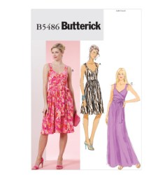 5486 STRAPPY EMPIRE WRAP DRAPE TIE DRESS LENGTHS PATTERN 8=14