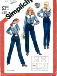 5499  SIMPLICITY 1982 CLOSE FIT STRT YOKE JEANS, EMBROIDERED POCKET PATTERN 12