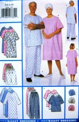 5504 Butteick SPECIAL UNISEX Gown, tops, Bottoms,   turban PATTERN L-XL; XS TO MED CHOICE