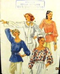 5523 BUTTERICK PEASANT TYPE BUTTON BLOUSE, SCARF/ BELT PATTERN 14 OR 12 CHOICE