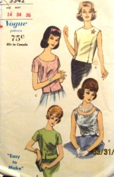 5542 60S EZ SS/SLVLSS SHELL BLOUSE TOPS PATTERN 14 34''B,16 36