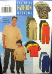5559 Butterick  SO EZ MEN BOYS LOOSE T-SHIRT,  PANTS PATTERN S-XL,2-8 uncut