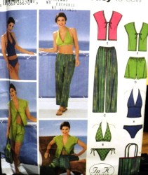 5566 CROP PANTS,SHORTS, COVERUP,BAG,2 PC SWIMSUIT PATTERN 8-18
