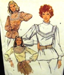 5570 BUTTERICK 70s LACY LS COLLAR YOKE BLOUSE, BELT PATTERN 12