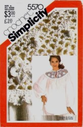 5570 1980s PULLOVER CROCHET YOKE FOLK ART BLOUSE PATTERN S-L