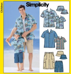 5581 SIMPLICITY 1 MR BOYS SS SHIRT, CARGO SHORTS, FISHER HAT PATTERN S-L,S-XL UNCUT
