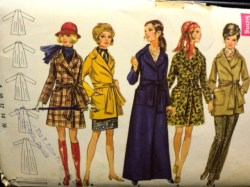 5587 1968 A-LINE WRAP COAT MINI-MAXI LENGTHS,BELT PATTERN 12 34