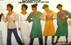 5603  MCCALLS 1977 DRESS, BLOUSE, WRAP TOP, BOTTOMS, BAG KNIT PATTERN 10-12