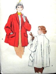 5625 1950s FLARE TOPPER ROLLED COLLAR BIG POCKET COAT PATTERN 20