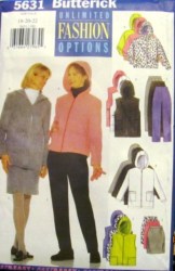 5631 EZ HOOD JACKET LENGTHS,VEST,SKIRT,PANTS PATTERN 12-16,18-22