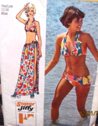 5644 2 PC HALTER BIKINI,WRAP TIE SKIRT JIFFY PATTERN 12-14