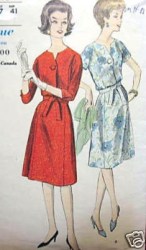5646 VOGUE 1964 1 BUTTON GORED DRESS, BELT PATTERN 16 1/2 37''Bust