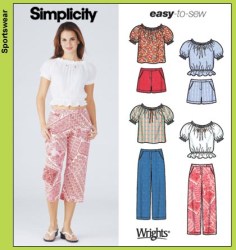 5665 CUTE PEASANT TOPS, CAPRI PANTS,SHORTS PATTERN 14-20