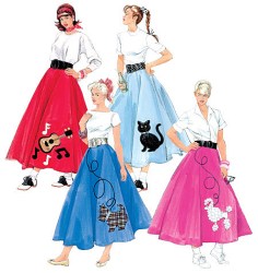 5681 CIRCULAR POODLE SKIRT, PETTICOAT, APPLIQ PATTERN 8-16