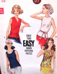 5687 68 BUTTERICK SEMI FIT SLEEVELESS OVERBLOUSE, BELT PATTERN 16 38''B, 10 32.5"; 14 36b choice