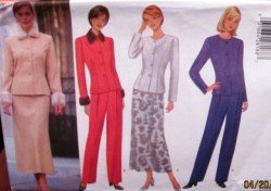 5692 EZ BUTTERICK  JACKET, DETACH COLLAR, BIAS SKIRT, PANTS PATTERN 6-16 2 SIZES CHOICE UNCUT