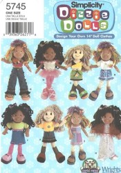 5745 SIMPLICITY 14'' DESIGN YOUR DIZZIE DOLLS DOLL CLOTHING PATTERN