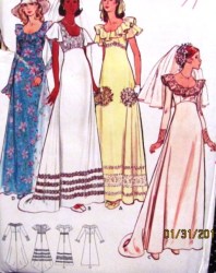 5746 70 EMPIRE RUFFLE OR NOT BRIDES/MAID GOWN,TRAIN PATTERN 8,10