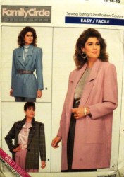 5759 BUTTERICK LOOSE UNLINED SHAWL COLLAR JACKET LENGTHS EZ PATTERN 12-16 UNCUT