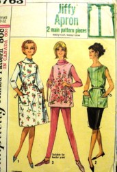 5763 SIMPLICITY JIFFY 1965 APRON, APRON DRESS LENGTHS PATTERN 10-12,14-16