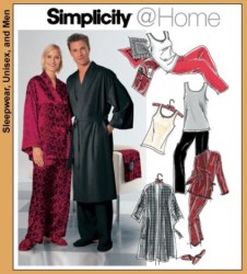 5763 Simplicity UNISEX ROBE LENGTHS, PANTS, KNIT TOP, SLIPPERS, COVERS PATTERN M-XL OR  XXS-SMALL UNCUT  CHOICE