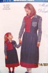 5771 EZ MOM & DAUGHTER LS LONG DIRNDL DRESS PATTERN XS-L