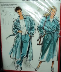5773 BOXY YOKE 2 BREASTED COAT,TIE BELT PATTERN 10-20