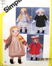 5784 SIMPLICITY MELISSA VICTORIAN RAG DOLL, DRESS, COAT, UNDIES PATTERN