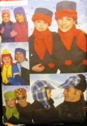 5787 FAMILY VISOR/ PILLBOX HATS, SCARVES, MITTENS PATTERN S-L