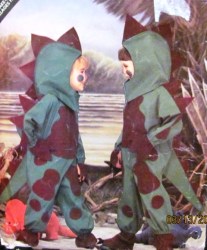 5798 DINOSAUR ZIPPY JUMPSUIT,HOOD, BOOTS EZ PATTERN  2-6X