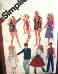 5807 SIMPLICITY BARBIE KEN 82 BATHING SUIT, FORMALS, WESTERN DOLL PATTERN