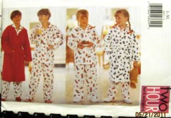 5853 2 HR EZ KIDS WRAP ROBE,BELT,PJ TOP, PANTS PATTERN L-XL