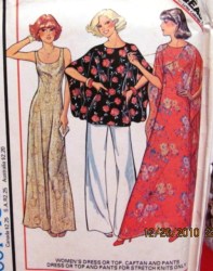 5854 77 SLVLSS DRESS,,TOP, CAFTAN,PANTS PATTERN 44-48''BUST