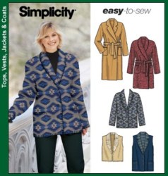5855 SIMPLICITY WRAP COAT LENGTHS, JACKET, VEST, BELT PATTERN 14-24