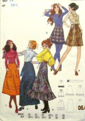 5872 70S A-LINE RUFFLE OR NOT SKIRT 3 LENGTHS PATTERN 24'' WST
