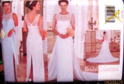 5873 BUTTERICK SLEEVELESS BRIDES/ MAID FLOOR GOWN, DETACH TRAIN, SCARF PATTERN 8-18