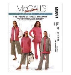 5891 KNIT ZIP JACKET, VEST, TOP & PANTS LENGTHS PATTERN 8-16