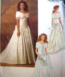 5898 Butterick DROP WAIST FLARE BRIDES/ MAID DRESS,TRAIN PATTERN 6-10,12-16 choice