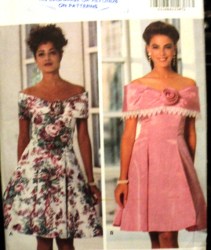 5908 OFF SHOULDER COLLAR FLARE SHORTER DRESS PATTERN 6-10