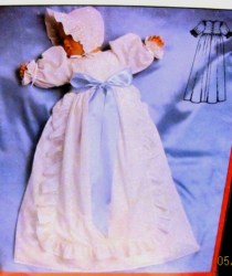 5910 INFANT LONG CHRISTENING DRESS, BONNET PATTERN 3-6 MONTHS