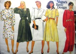 2919  VOGUE SS-LS BLOUSON COLLAR OR NOT DRESS LENGTHS PATTERN 12 OR 14 CHOICE