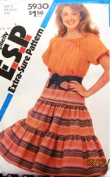 5930 SIMPLICITY SS PEASANT TOP,  TIERED COUNTRY SKIRT PATTERN 8-10; 10-14 CHOICE