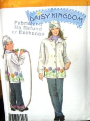 5946 GIRL 3-8, ADLT XS-XL DAISY KINGDOM FLEECE COAT,HAT PATTERN