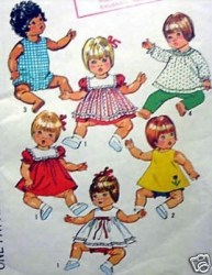 5947 7970 SIMPLICITY 12-13'',15''-17'' VINYL BABY DOLL DRESS, ROMPER, PANTIES PATTERN