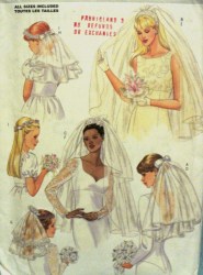 5972 BUTTERICK BRIDE 3 HEADPIECES,  VEILS ADULT/ CHILDREN, BLUSHER, WREATH PATTERN uncut