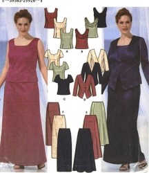 5973 FANCY JACKET,SLIM-FLARE SKIRT,TOPS PATTERN 18W-24W,26-32W